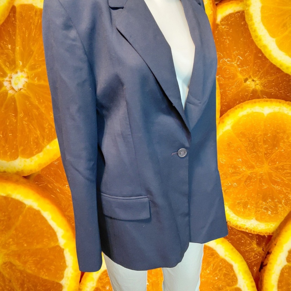 Pendleton Petite Women's 14 Navy Blue 100% Virgin Wool Blazer